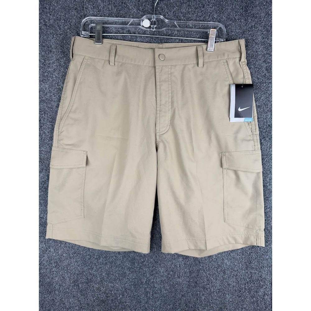 NWT Nike Golf Dri Fit Cargo Shorts Mens 32 Beige Khaki Tan Flat Front Tech Tour
